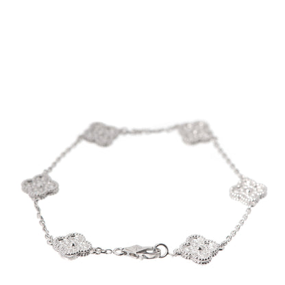 Van Cleef & Arpels 18K White Gold Diamond 6 Motifs Sweet Alhambra Bracelet 3 of 5