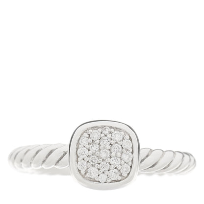 David Yurman Sterling Silver Diamond 6mm Petite Cushion Stack Ring 52 6 1 of 4