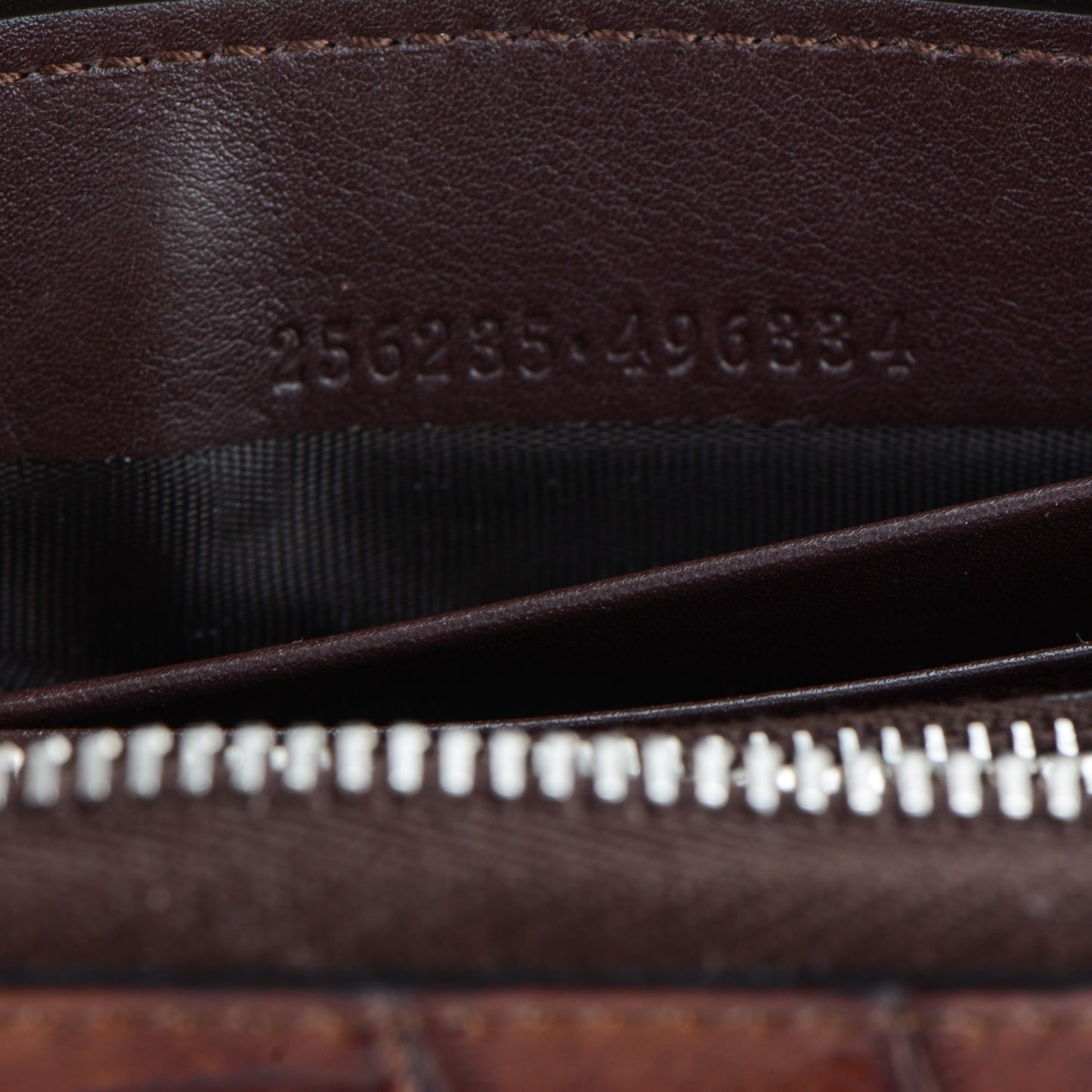Crocodile Zip Around Card Case Brown