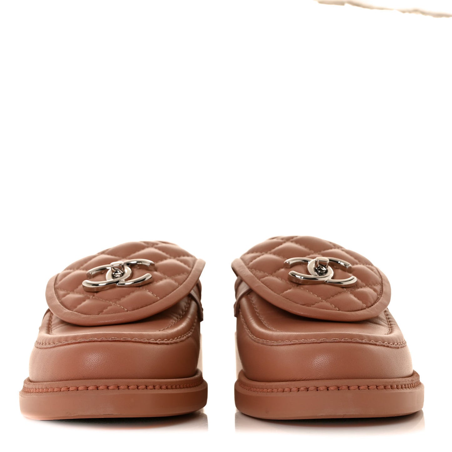 Lambskin Quilted CC Turnlock Loafers 37.5 Dark Pink