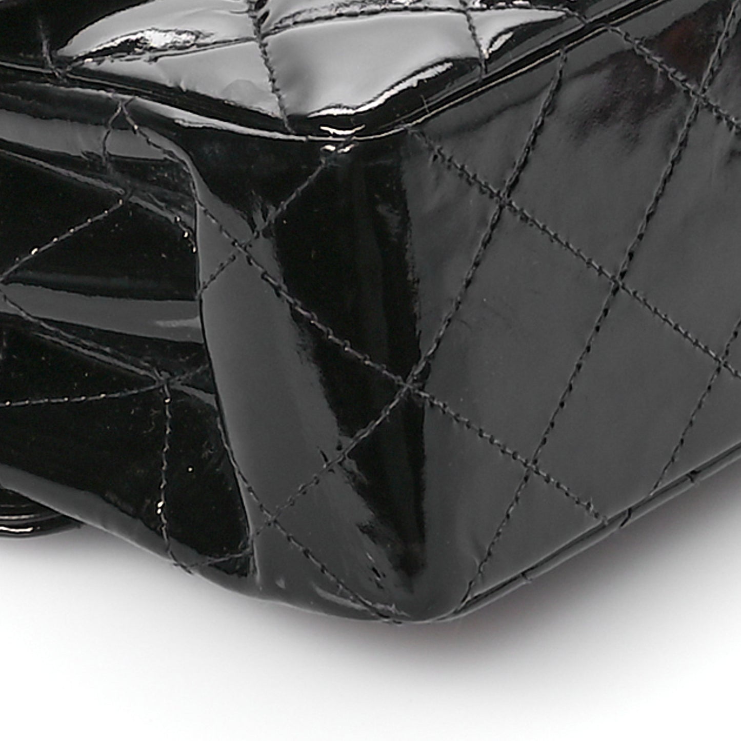 Patent Quilted Double Sided Shoulder Flap Bag Black