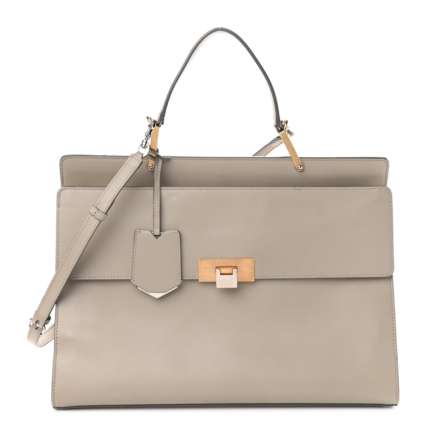 Calfskin Le Dix M Cartable Shoulder Bag Pearl Grey