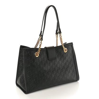 Gucci Guccissima Medium Padlock Tote Black 3 of 12