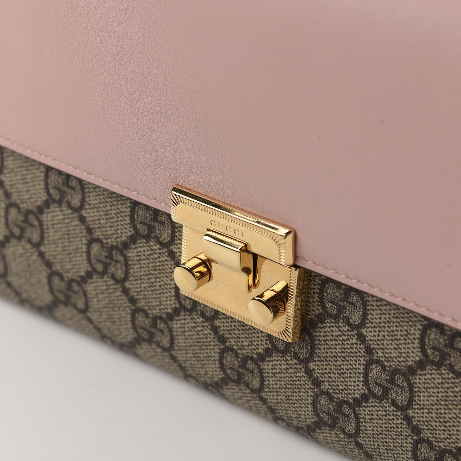 Gucci GG Supreme Monogram Calfskin Padlock Clutch Beige Perfect Pink 7 of 8