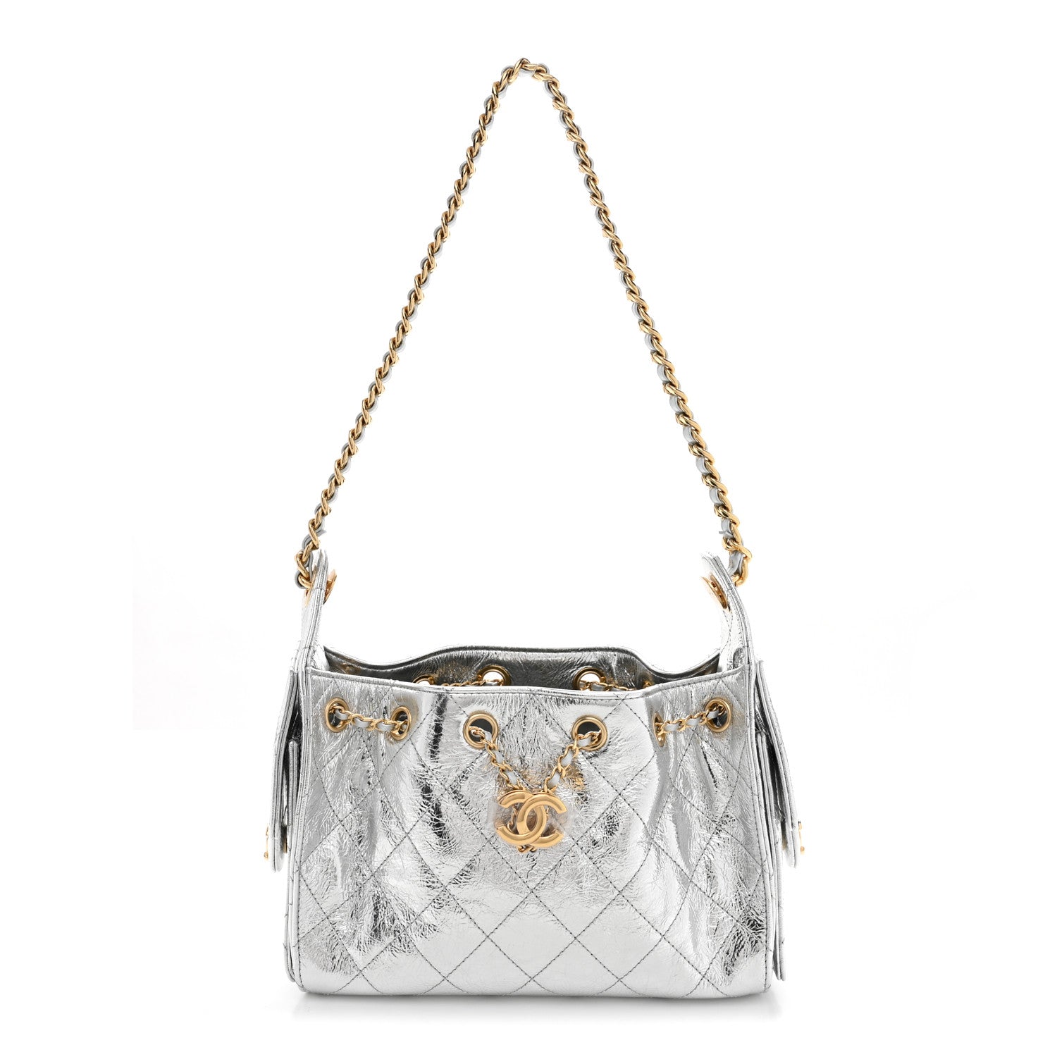 Chanel Metallic Aged Calfskin Quilted Mini Chanel 25 Handbag Silver 1 of 11
