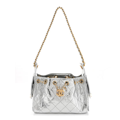 Chanel Metallic Aged Calfskin Quilted Mini Chanel 25 Handbag Silver 1 of 11