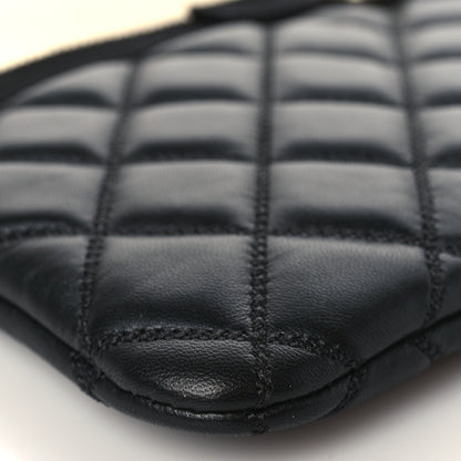 Chanel Metallic Goatskin Lambskin Grosgrain Pearl CC Medium Cosmetic Case Black Gold 8 of 10