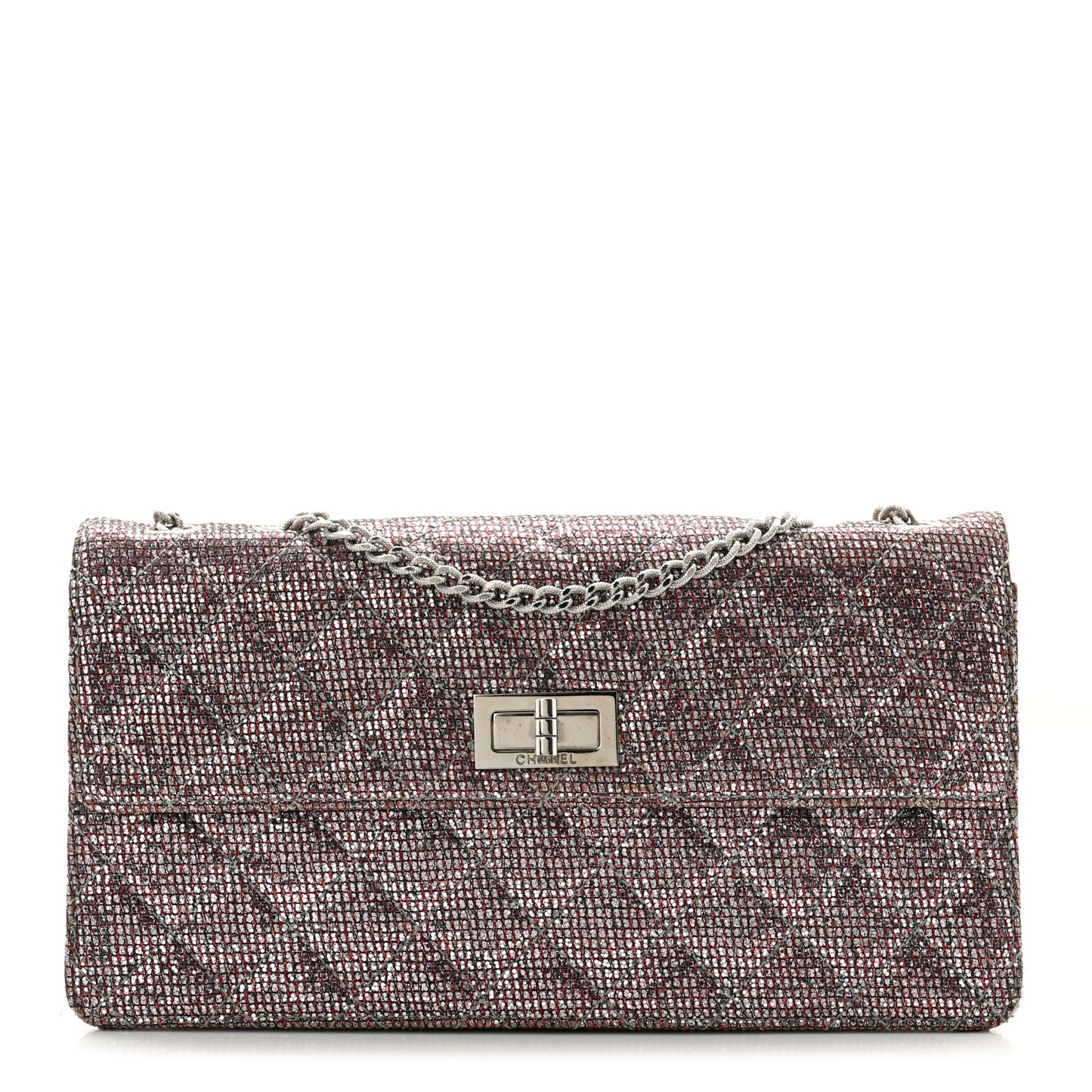 Crystal Quilted Mademoiselle Reissue 2.55 Flap Silver