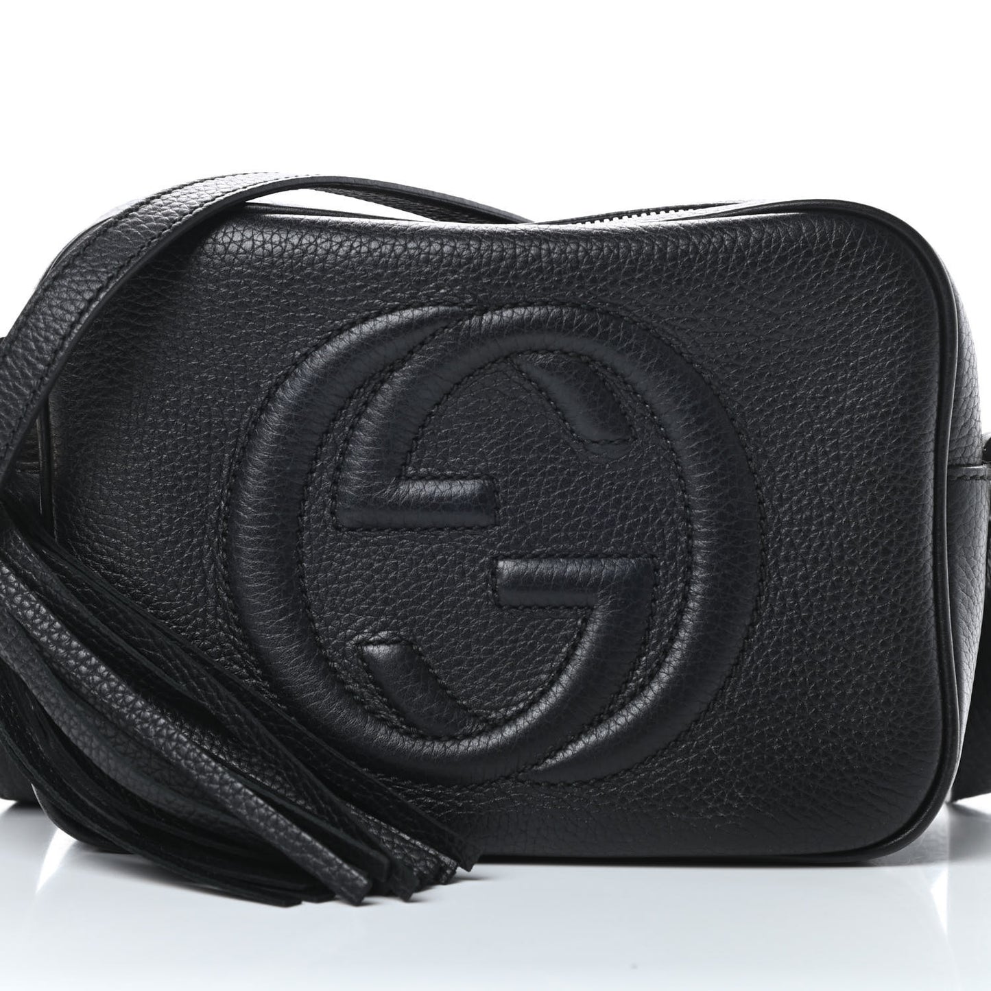 Pebbled Calfskin Small Soho Disco Bag Black