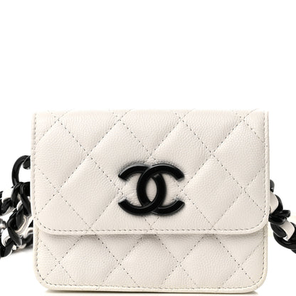 Chanel Caviar Quilted My Everything Belt Flap Card Holder White 9 of 12