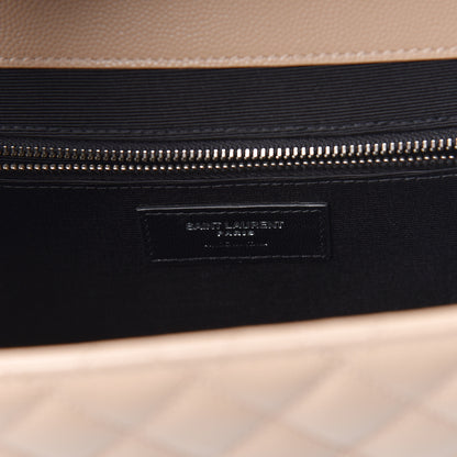 Saint Laurent Grain De Poudre Large Tri-Quilt Monogram Satchel Dark Beige 6 of 11