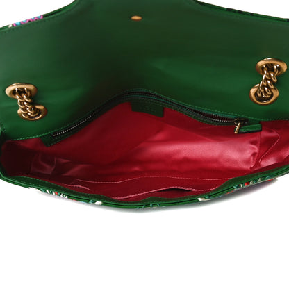 Gucci Jacquard Matelasse Floral Medium GG Marmont Shoulder Bag Green 5 of 17