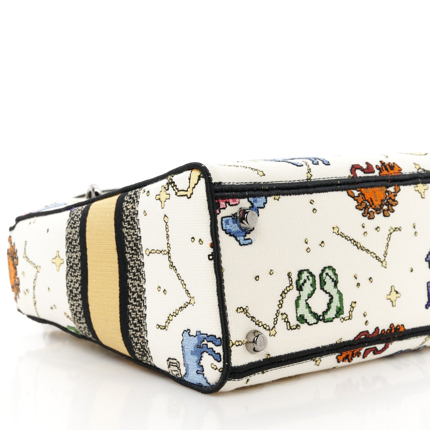 Canvas Pixel Zodiac Embroidered Medium Lady D-Lite Ecru Multicolor
