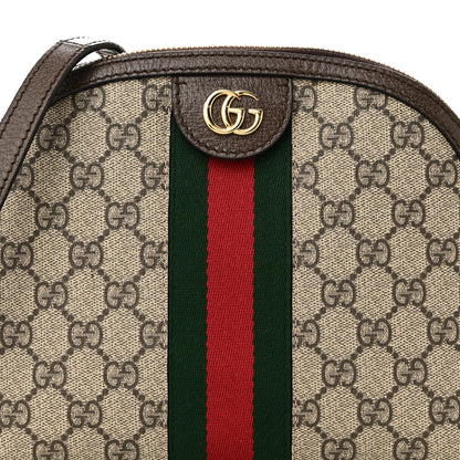 Gucci GG Supreme Monogram Textured Dollar Calfskin Web Small Ophidia Dome Shoulder Bag Beige Ebony New Acero 8 of 10