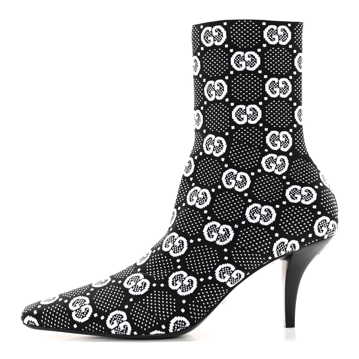 Gucci Technical Jersey Knit GG Monogram Square G 75mm Ankle Boots 37.5 Black Great White 1 of 11