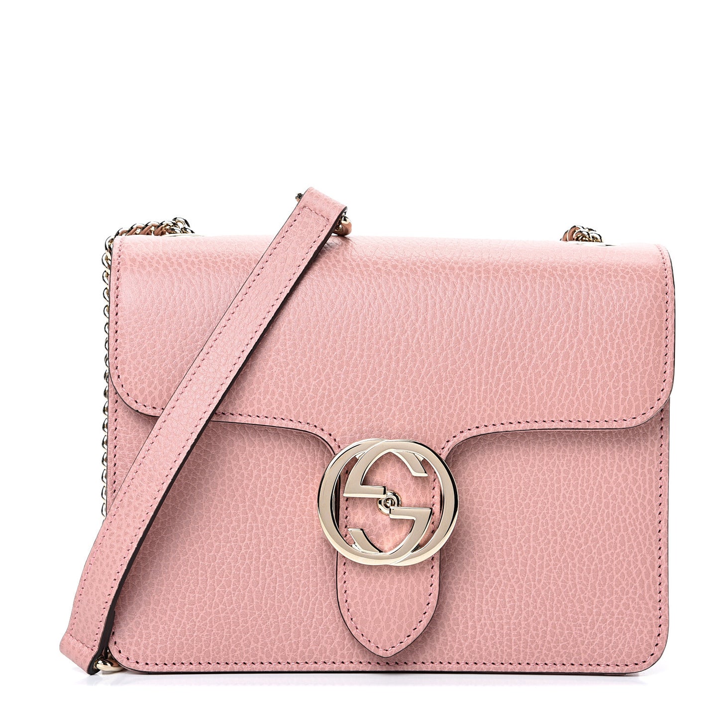 Dollar Calfskin Small Interlocking G Shoulder Bag Soft Pink