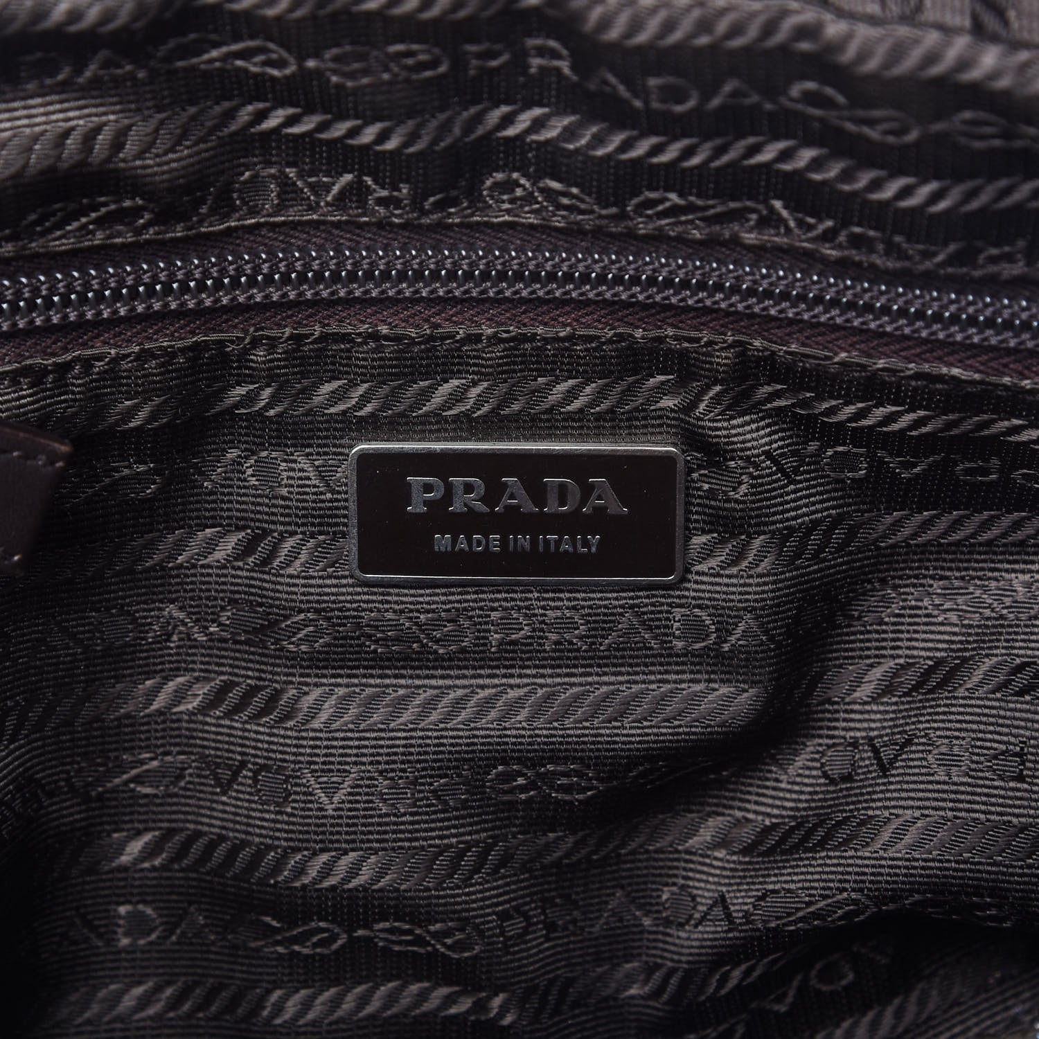 Prada Tessuto Nylon Calfskin Lizard Embossed Bag Ebano 8 of 12