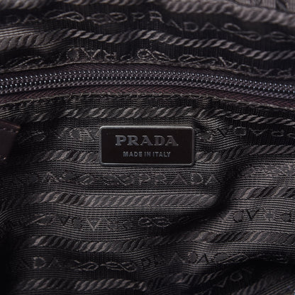Prada Tessuto Nylon Calfskin Lizard Embossed Bag Ebano 8 of 12