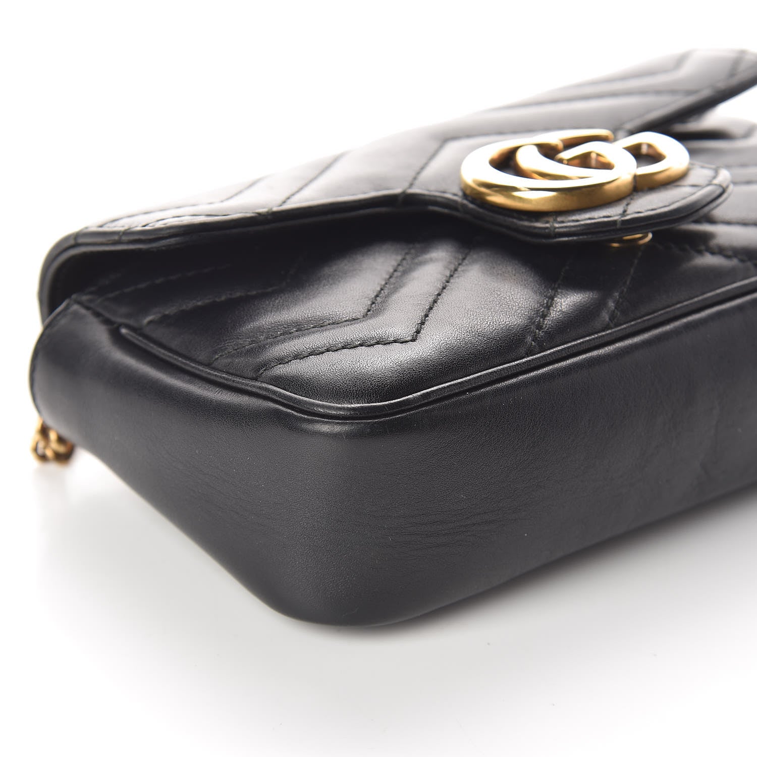 Gucci Calfskin Matelasse Super Mini GG Marmont Shoulder Bag Black 8 of 14