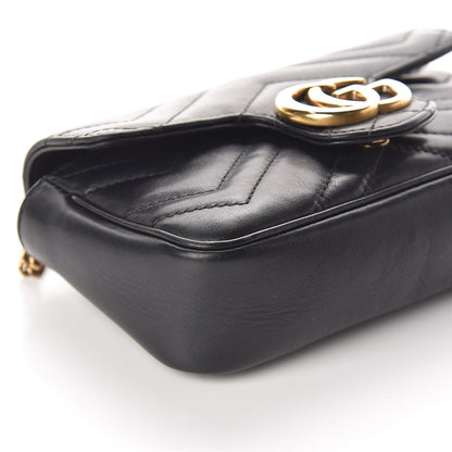 Gucci Calfskin Matelasse Super Mini GG Marmont Shoulder Bag Black 8 of 14