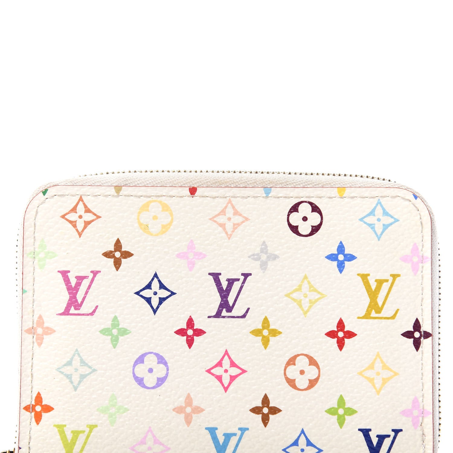 Louis Vuitton Monogram Multicolor Zippy Coin Purse Wallet White Litchi 8 of 9