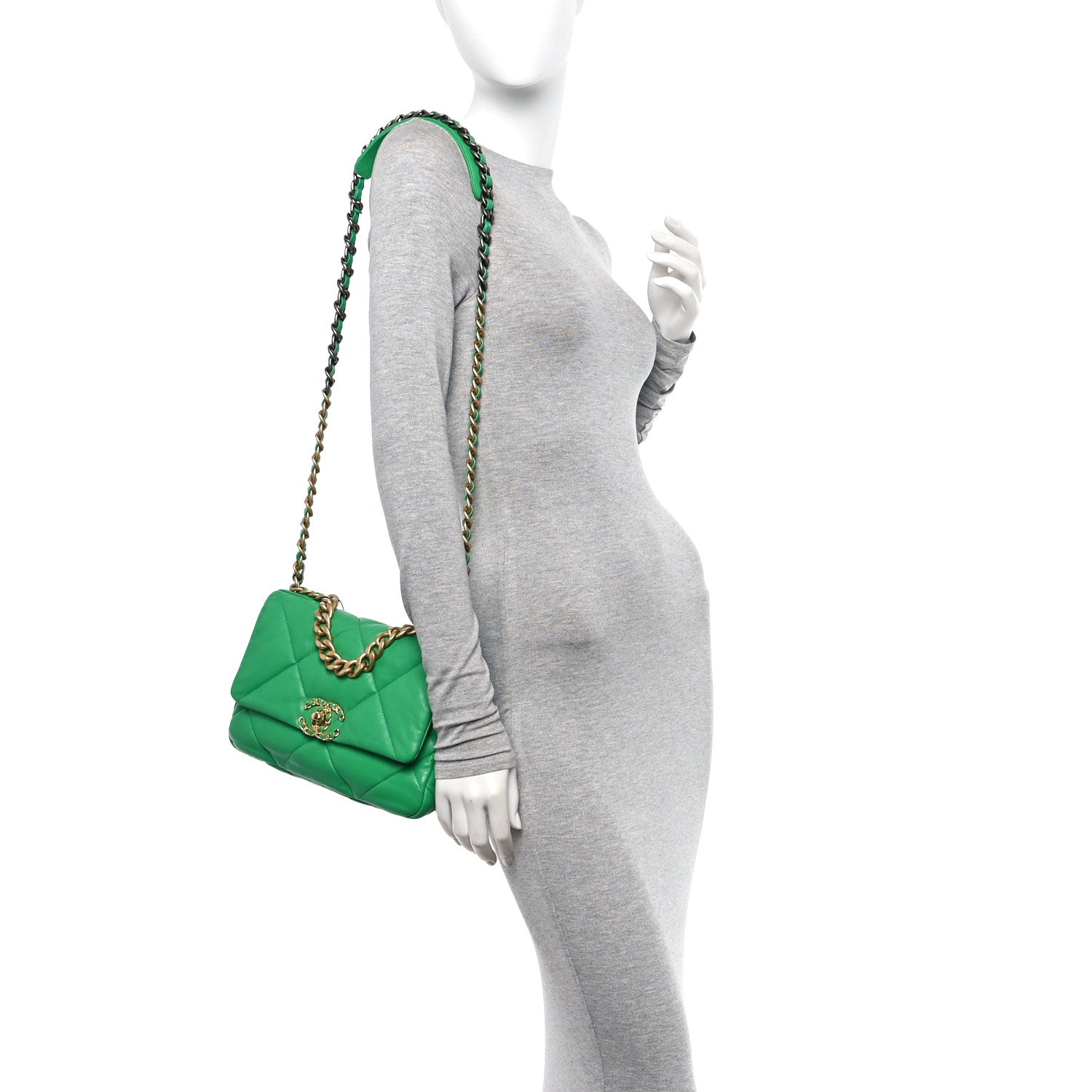 Chanel Lambskin Quilted Medium Chanel 19 Flap Green 2 of 10