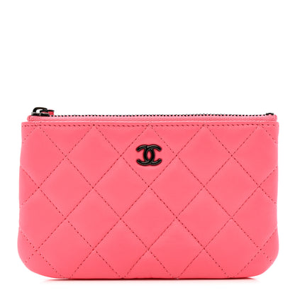Chanel Lambskin Quilted Small Cosmetic Case Coral Pink 1 of 8
