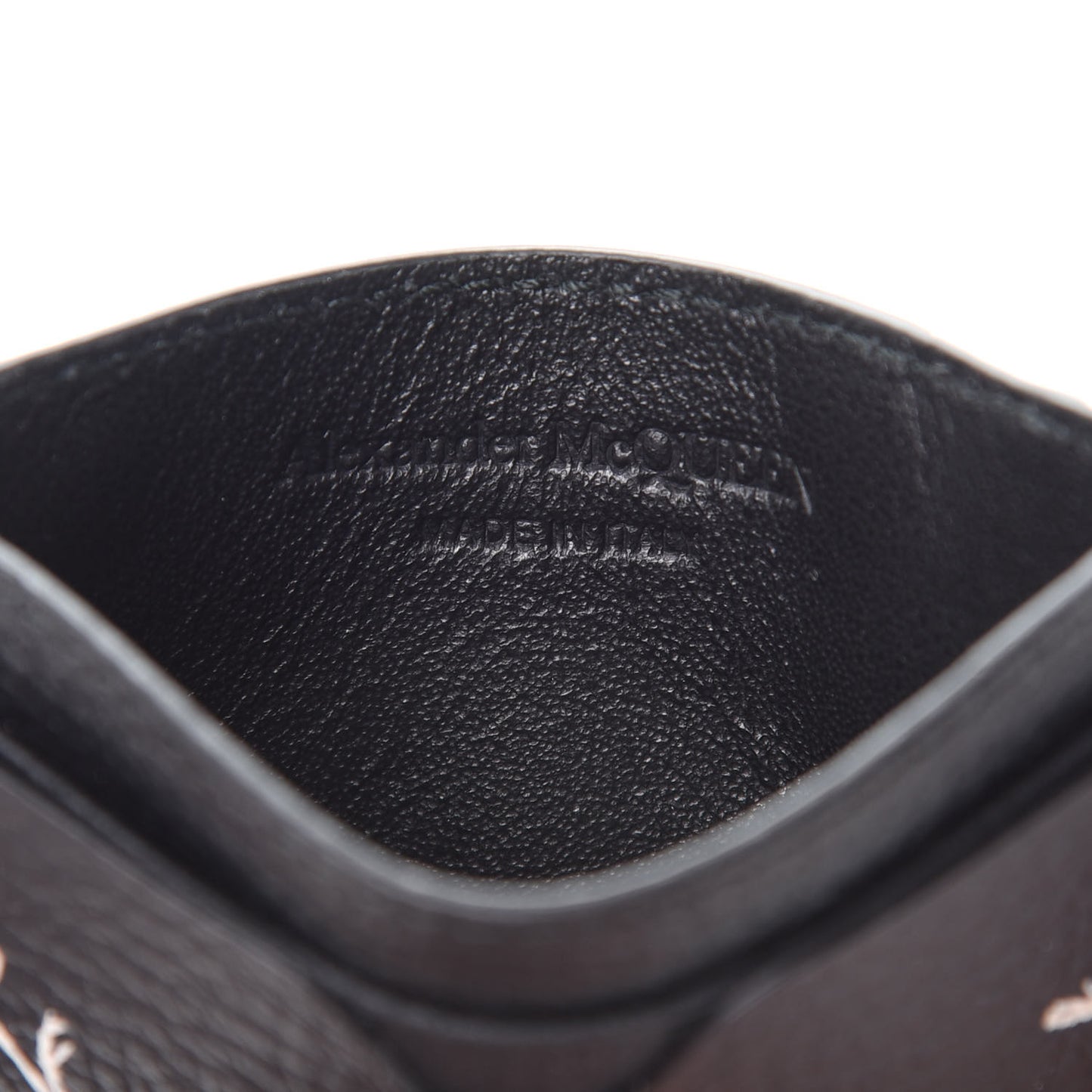 Calfskin Dancing Skeleton Card Holder Black