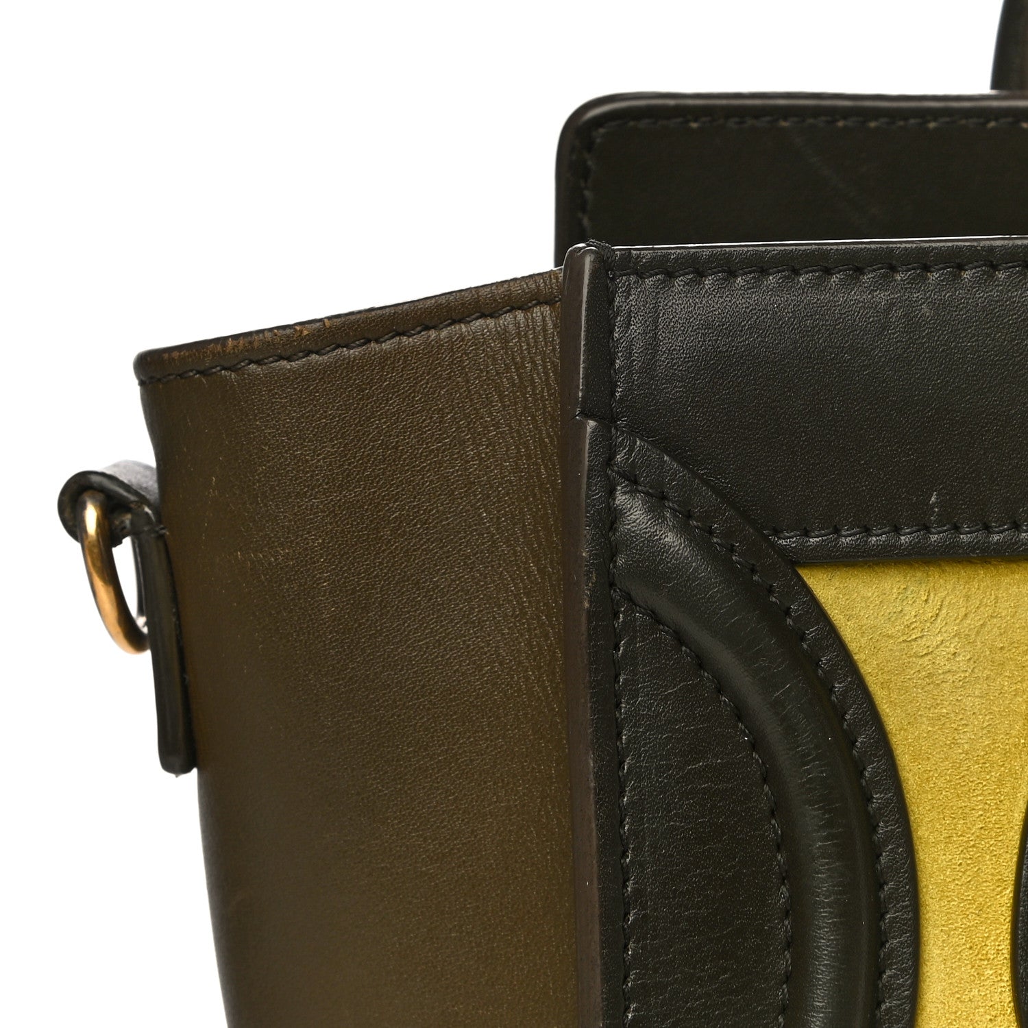 Celine Nubuck Smooth Calfskin Nano Tri-Color Luggage Chartreuse 16 of 20