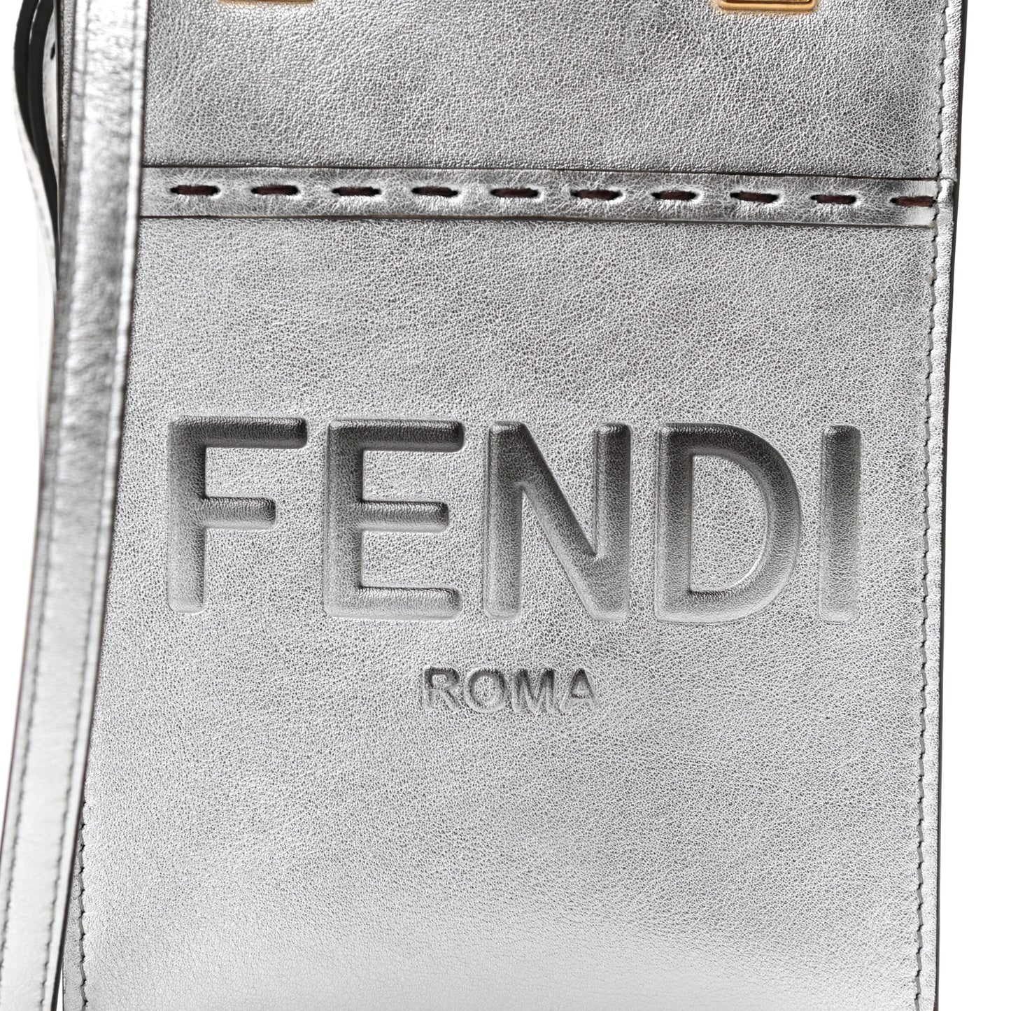 Vitello Catalan Mirror Plexiglass Mini Fendi Sunshine Shopper Tote Argento