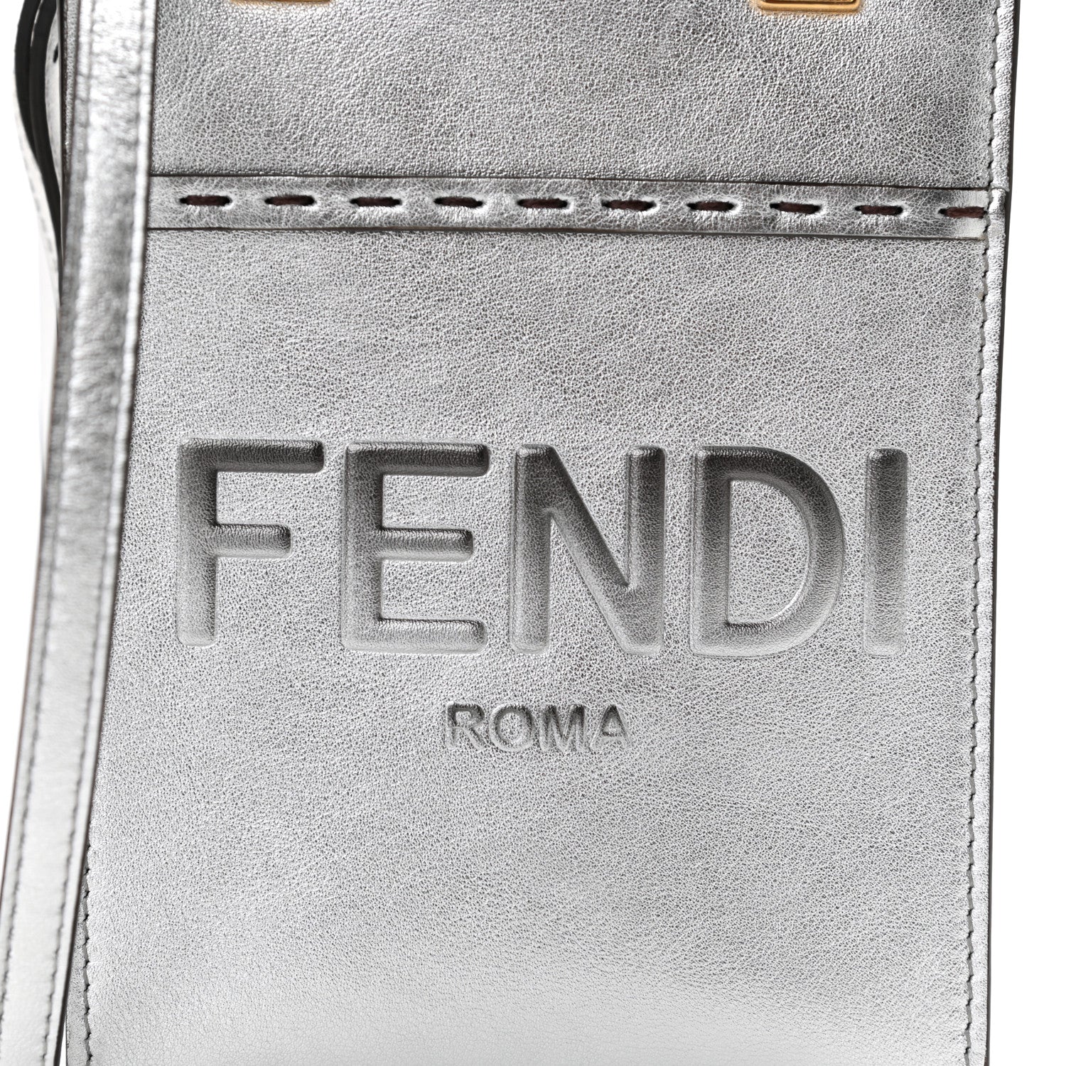 Fendi Vitello Catalan Mirror Plexiglass Mini Fendi Sunshine Shopper Tote Argento 8 of 10