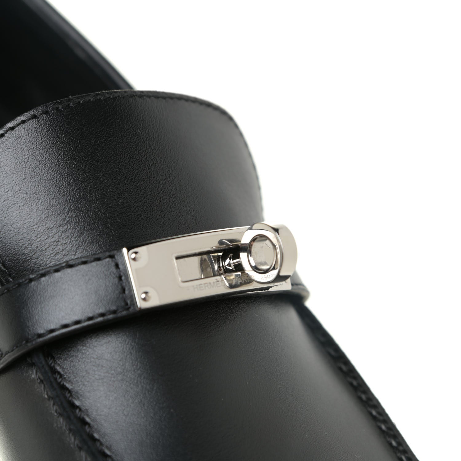 Hermes Calfskin Womens Destin Loafers 37 Black 11 of 16