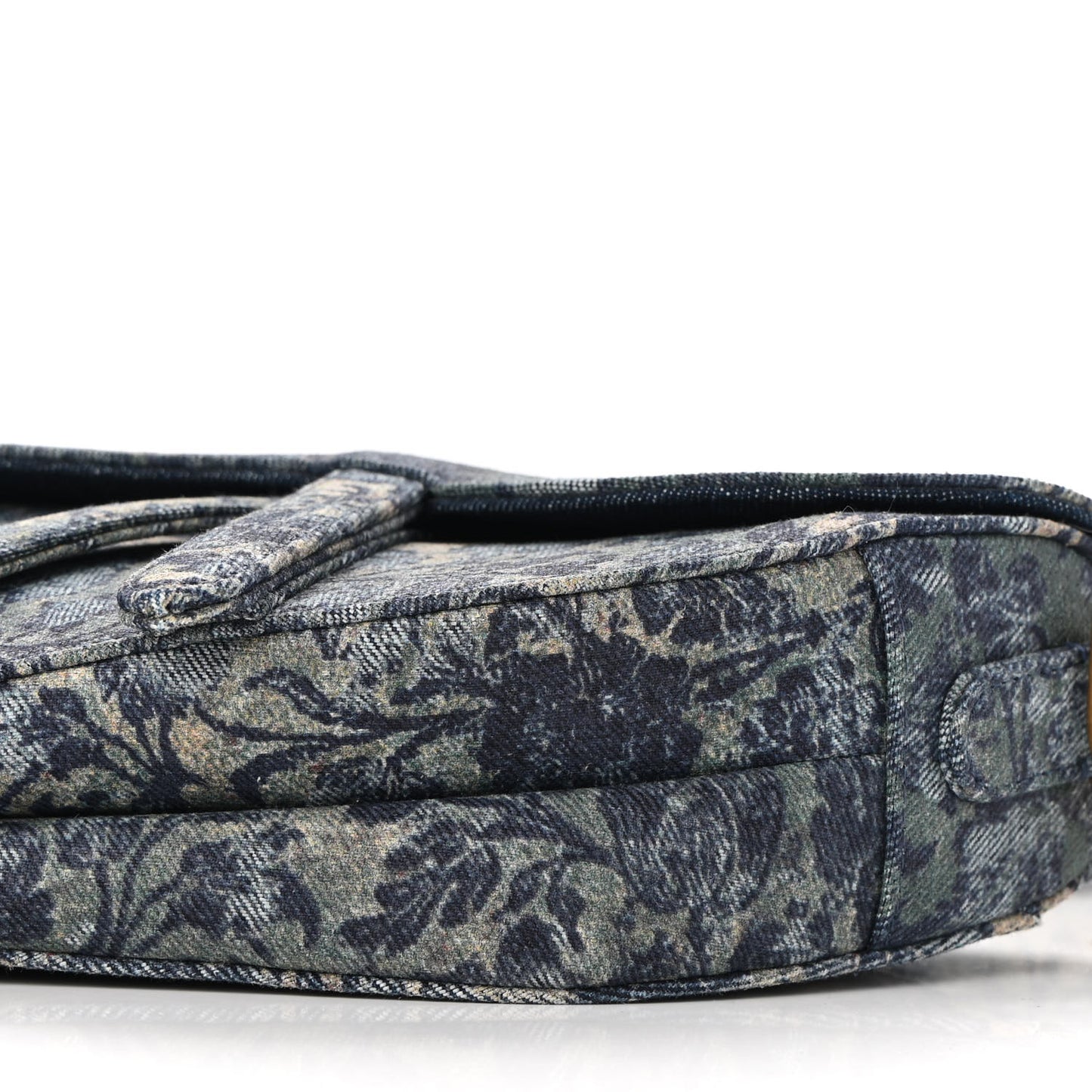 Denim Brocart Embroidered Saddle Bag Blue