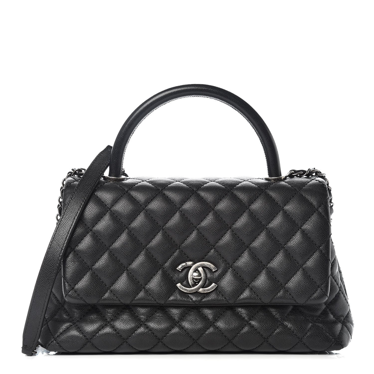 Chanel Caviar Quilted Small Coco Handle Flap Black 1 of 12