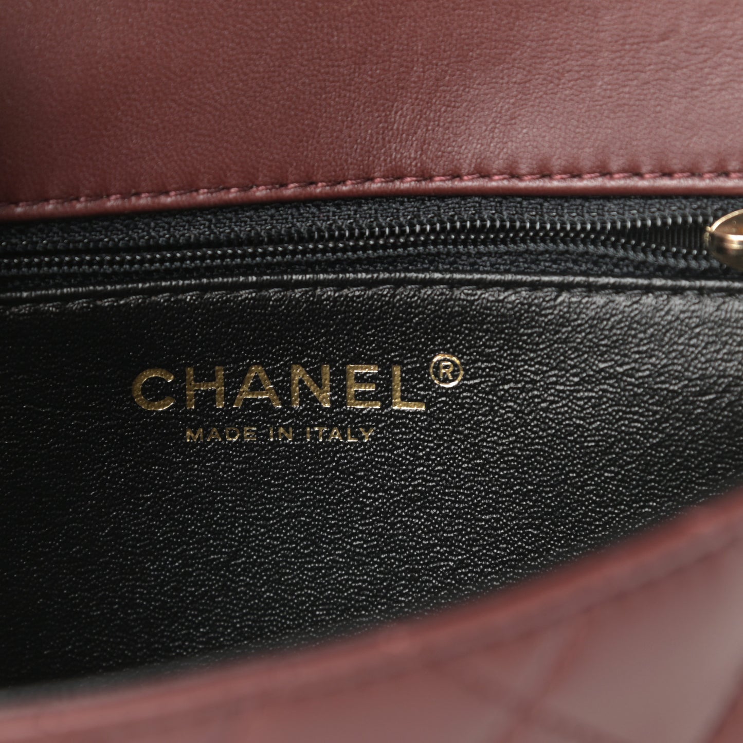 Lambskin Quilted Mini Two Tone Day Flap Burgundy