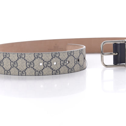 Gucci GG Supremem Monogram Selleria Calfskin Square Spur 40mm Belt 90 36 Beige Blue 4 of 5