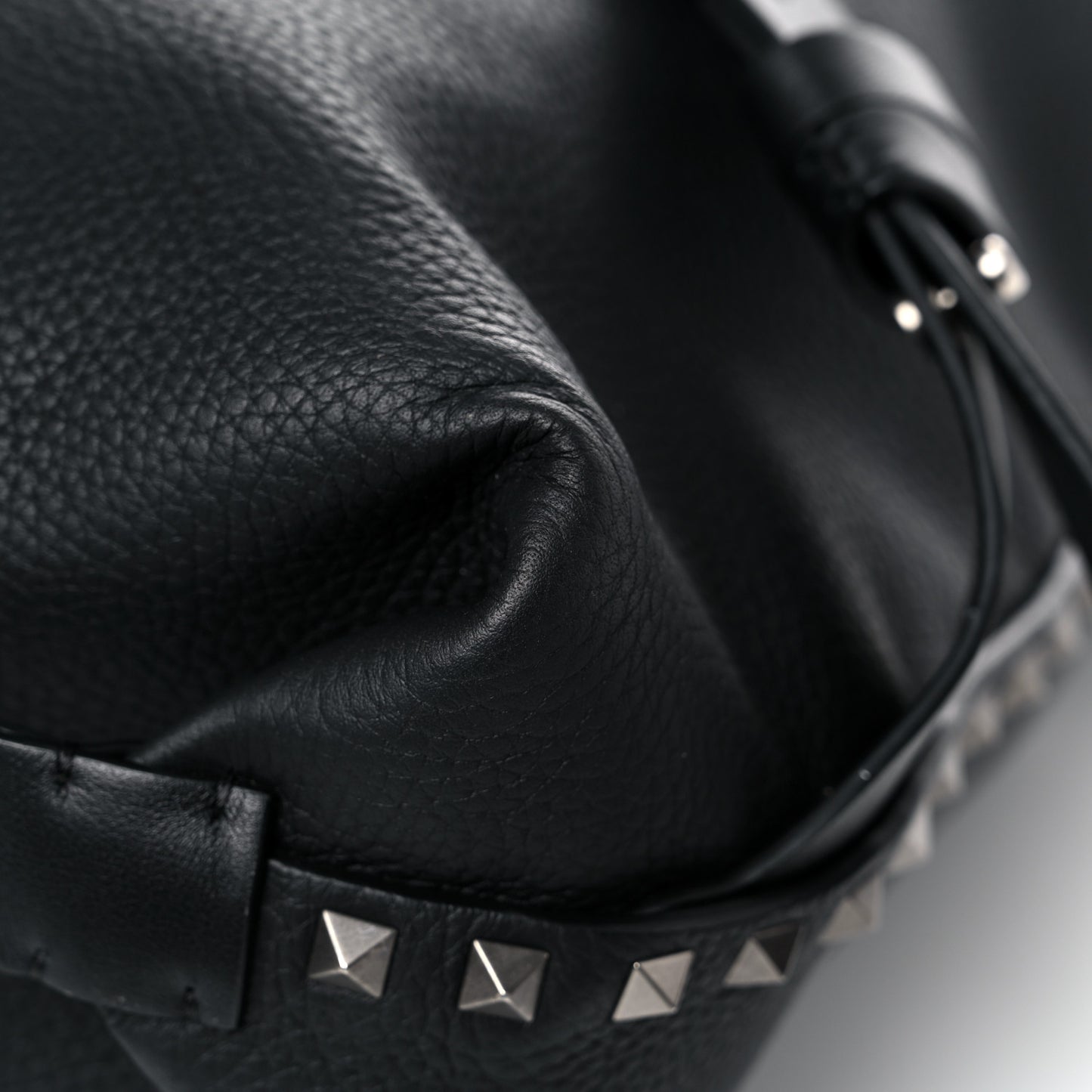 Grained Calfskin Rockstud Backpack Black