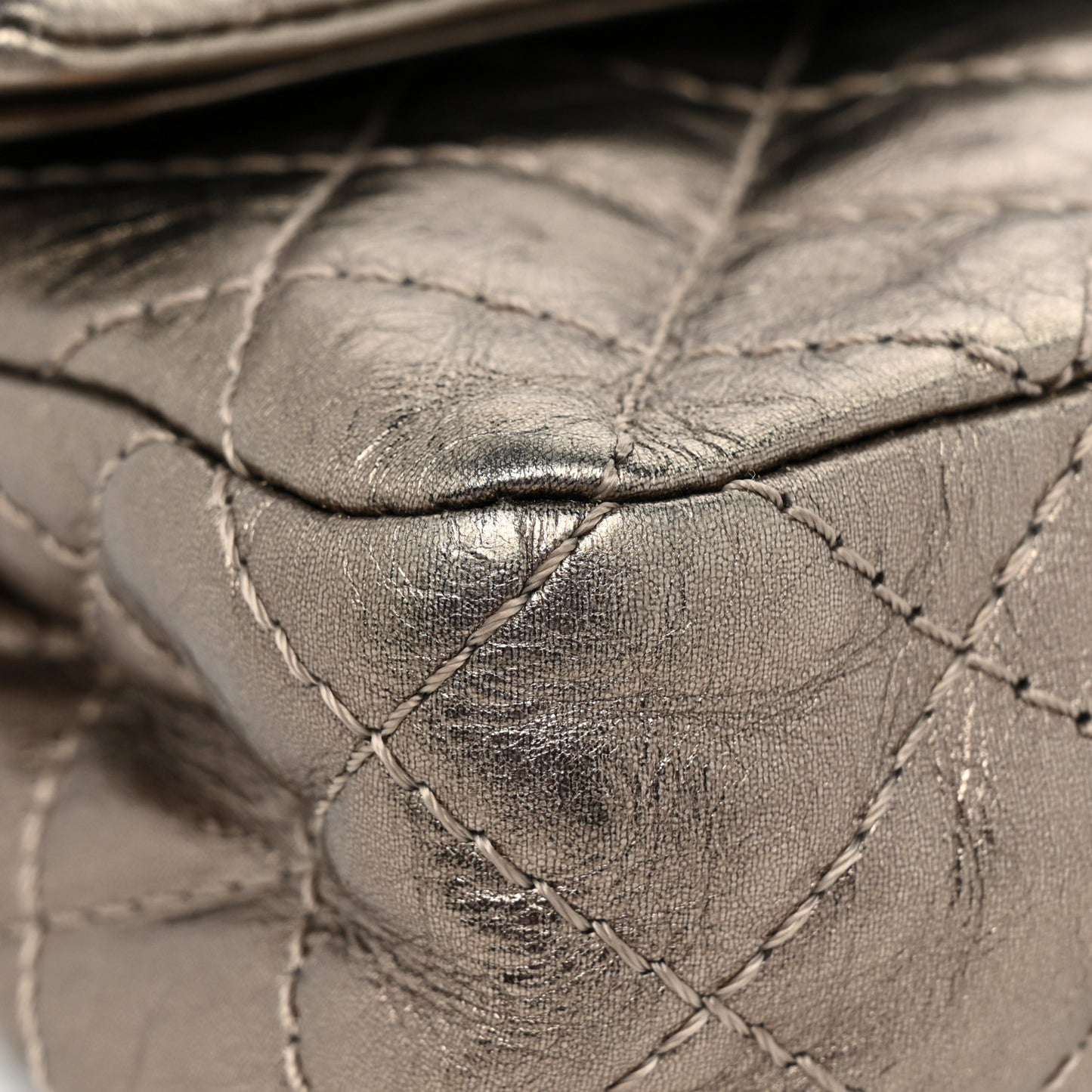 Metallic Aged Calfskin Quilted 2.55 Reissue 225 Flap Pewter