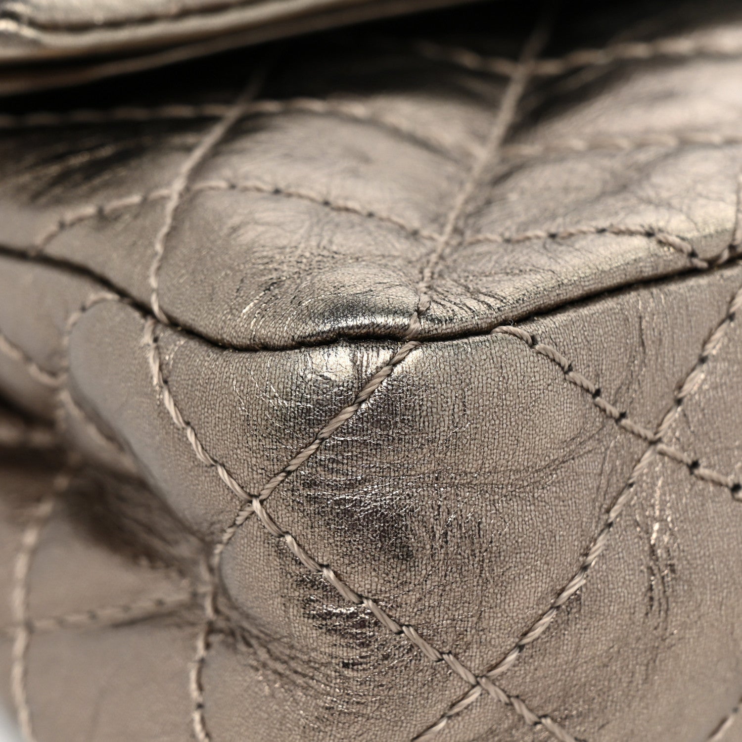 Chanel Metallic Aged Calfskin Quilted 2.55 Reissue 225 Flap Pewter 11 of 13