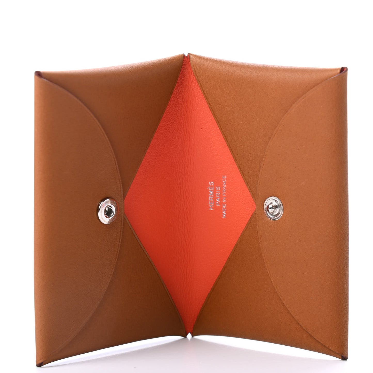 Barenia Verso Calvi Card Case Fauve Orange Poppy