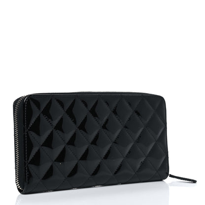 Chanel Patent Quilted Large Gusset Zip Around Wallet Black 2 of 4