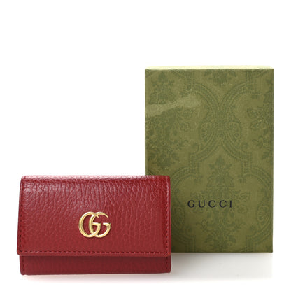Gucci Pebbled Calfskin GG Marmont 6 Key Holder Hibiscus Red 8 of 8
