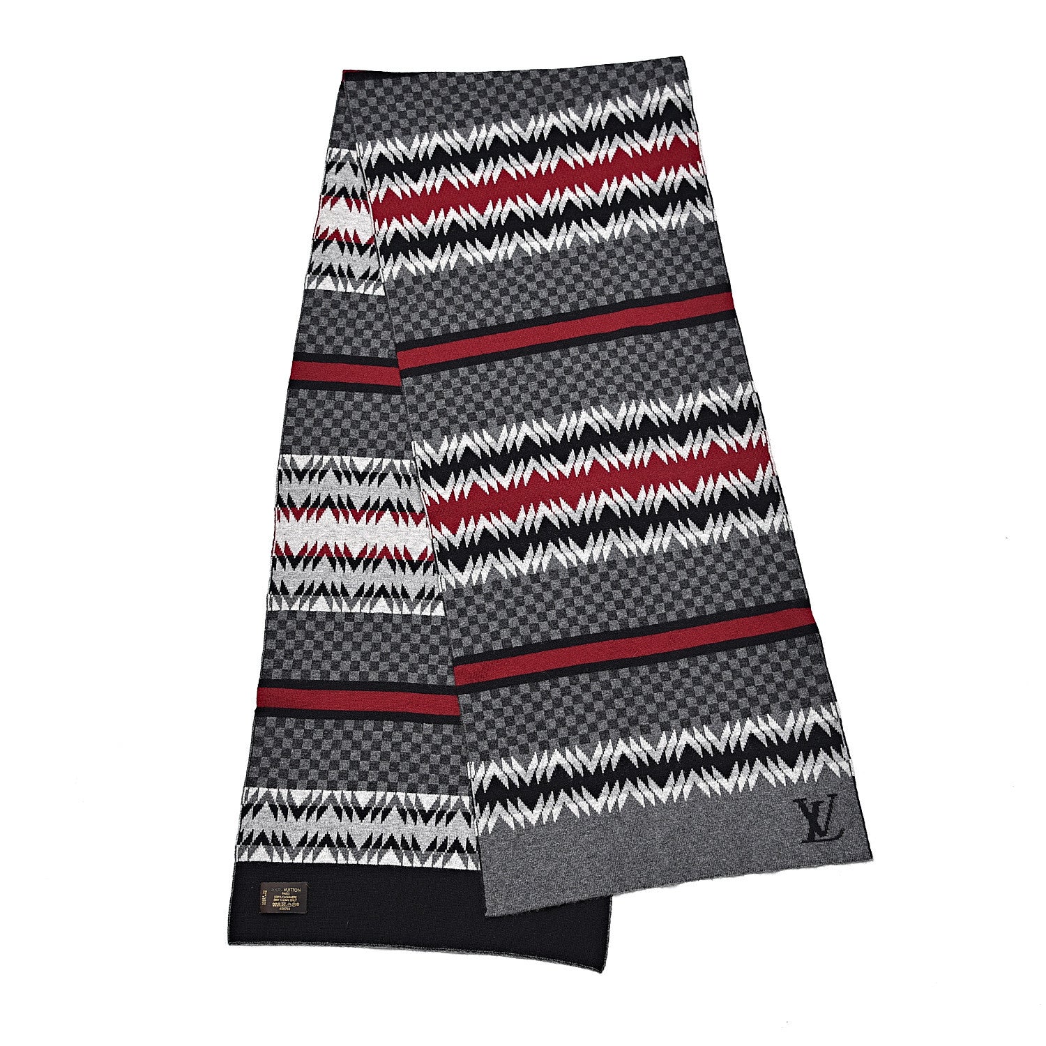 Louis Vuitton Cashmere Damier Aztec Scarf Graphite 3 of 5