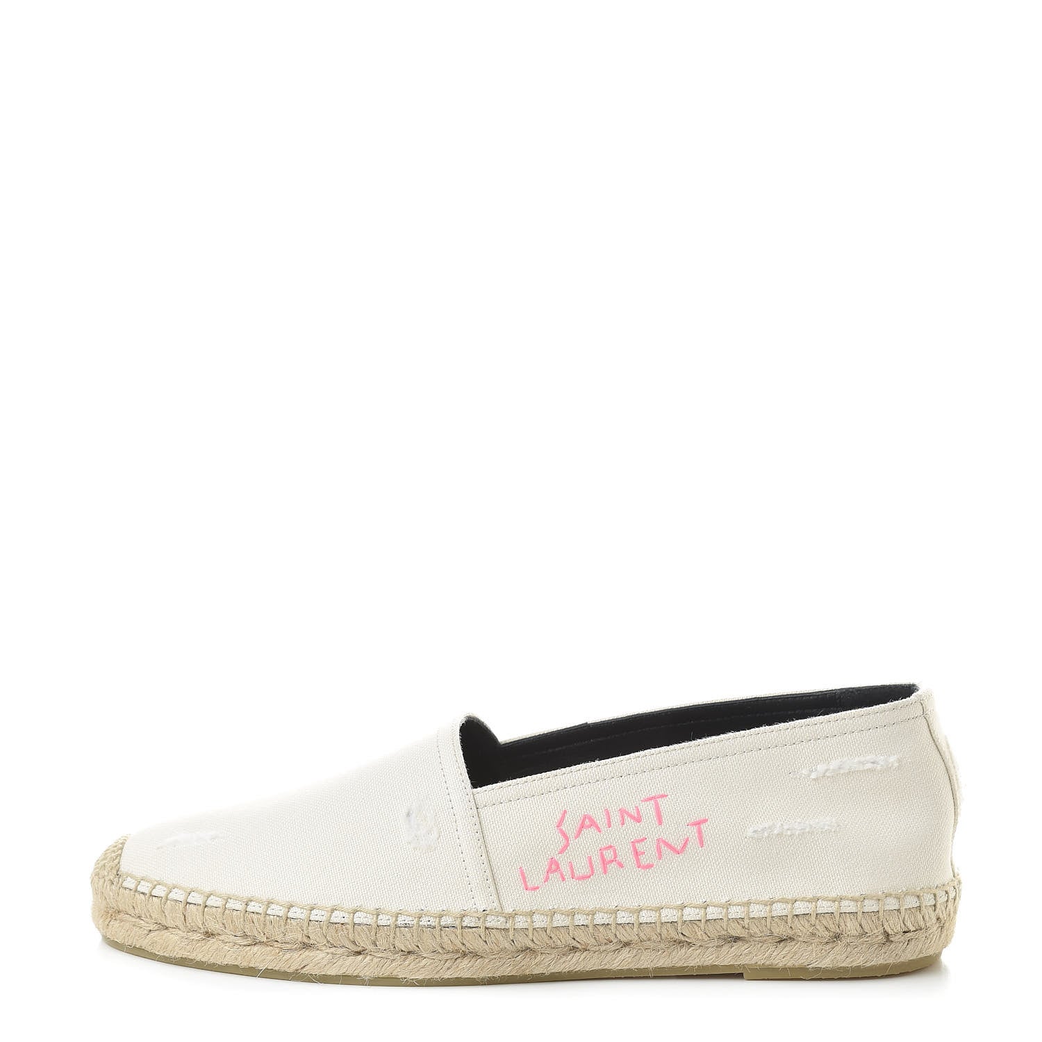 Saint Laurent Canvas Elba Logo Embroidered Espadrilles 39.5 Panna 1 of 8