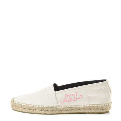Saint Laurent Canvas Elba Logo Embroidered Espadrilles 39.5 Panna 1 of 8