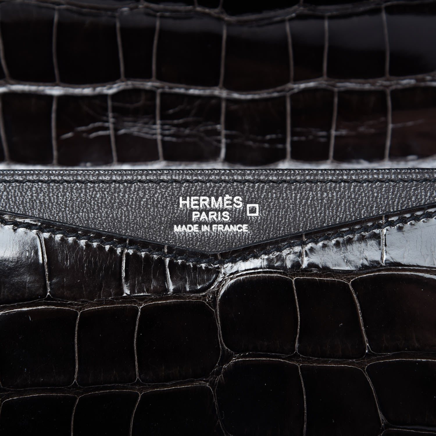 Hermes Shiny Alligator Barenia Faubourg Faco Clutch Macassar Black Fauve 8 of 9