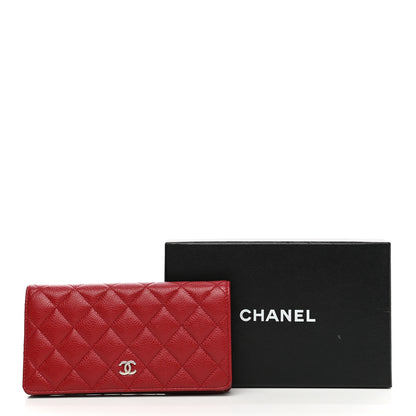 Chanel Caviar Quilted Yen Wallet Red 9 of 9
