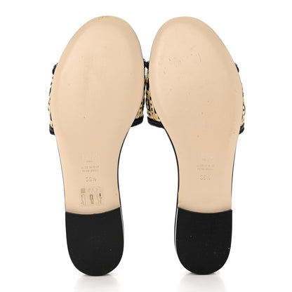 Fendi Raffia FF Flat Slide Sandals 39.5 Natural Black 5 of 8