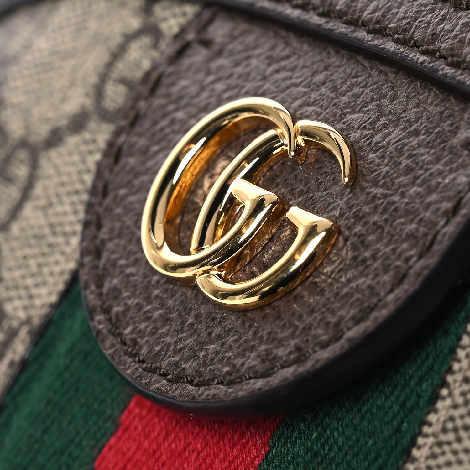 Gucci GG Supreme Monogram Textured Dollar Calfskin Web Small Ophidia Dome Shoulder Bag Beige Ebony New Acero 12 of 13