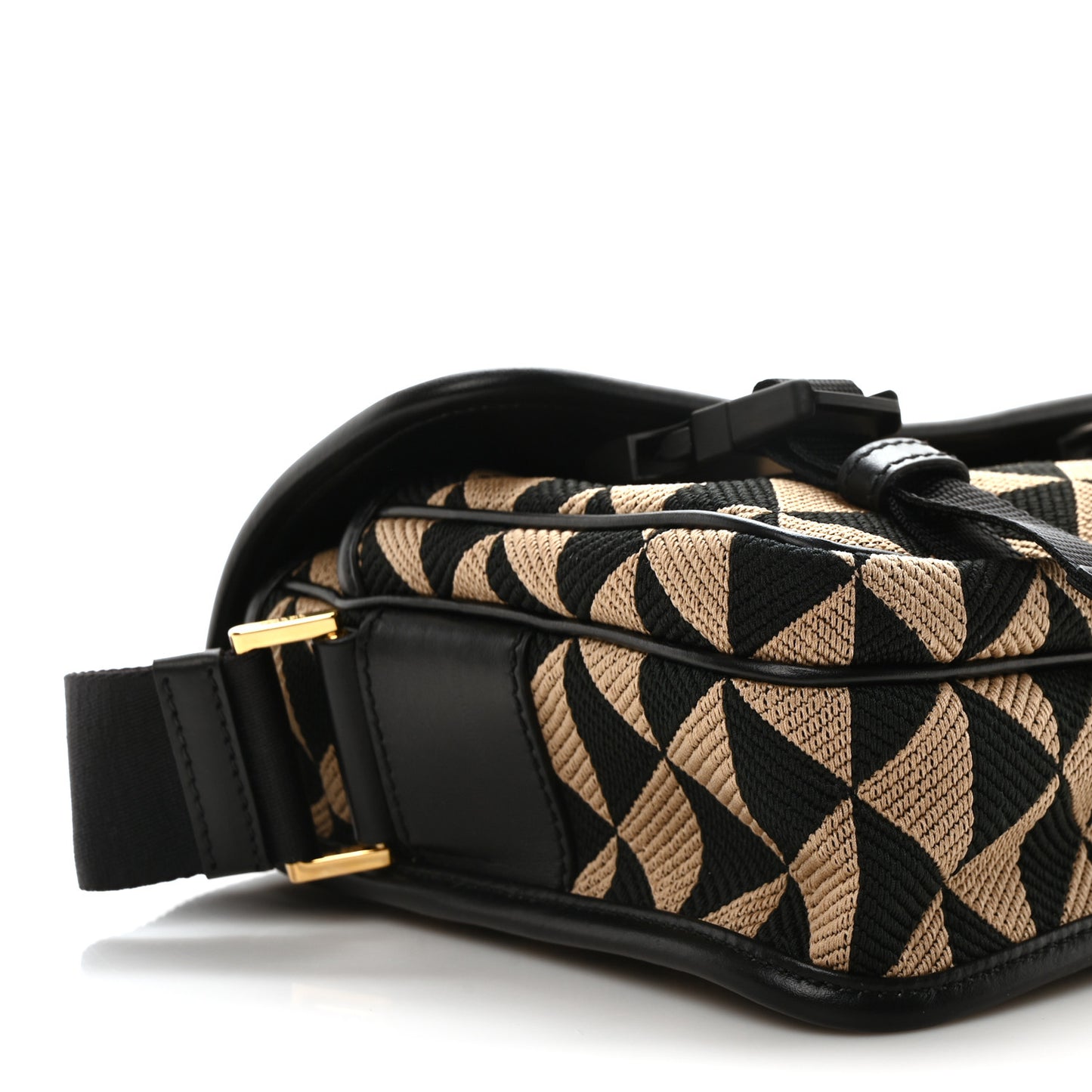 Jacquard Saffiano Triangolo Symbole Embroidered Messenger Bag Black Corda